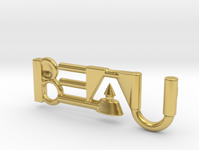 Beau's Name - Geometric Name Pendant 40 mm in Polished Brass
