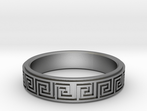 Greek Fieze Pattern Ring 20mm in Natural Silver