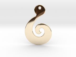 Maori Pendant - thin (2mm thick) in 14k Gold Plated Brass