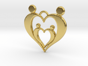 Family of Four Heart Shaped Pendant in Polished Brass