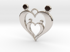 Family of Four Heart Shaped Pendant in Platinum
