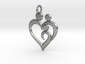 Family of 3 Heart Shaped Pendant in Natural Silver