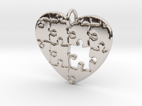 Puzzled Heart Pendant in Platinum