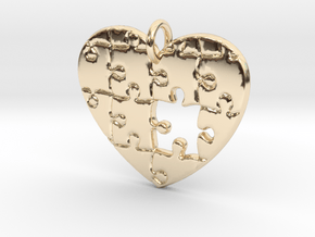 Puzzled Heart Pendant in 14K Yellow Gold