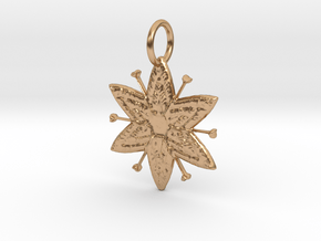 Egyptian Star Flower Pendant in Polished Bronze: Medium