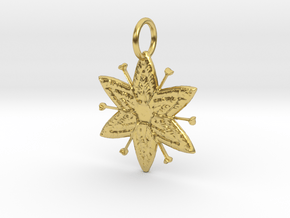 Egyptian Star Flower Pendant in Polished Brass: Medium