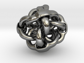 Octa Eyeo - 3D Linked object in Polished Silver (Interlocking Parts)