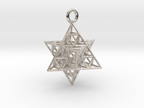 Star Tetrahedron Fractal 25mm or 32mm in Rhodium Plated Brass: Medium
