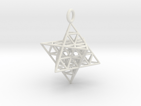 Star Tetrahedron Fractal 35mm in White Natural Versatile Plastic