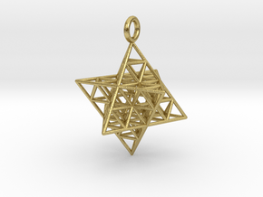 Star Tetrahedron Fractal 35mm in Natural Brass