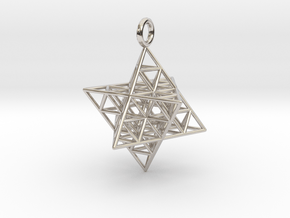 Star Tetrahedron Fractal 25mm or 32mm in Rhodium Plated Brass: Large