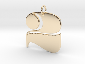Numerical Digit Two Pendant in 14K Yellow Gold