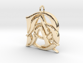Cipher Initials AAB Pendant in 14k Gold Plated Brass