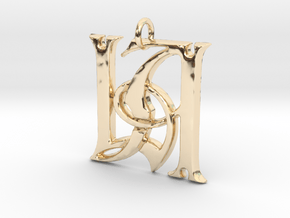 Monogram Initials LA Pendant  in 14k Gold Plated Brass