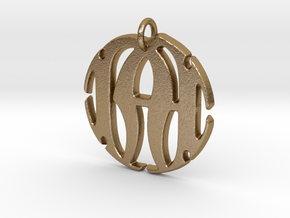 Monogram Initials NA Pendant in Polished Gold Steel