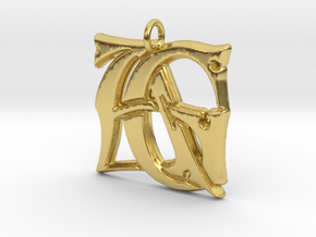 Monogram Initials AG Pendant  in Polished Brass