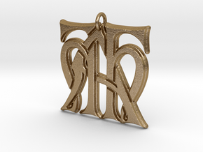 Monogram Initials HHA Cipher in Polished Gold Steel