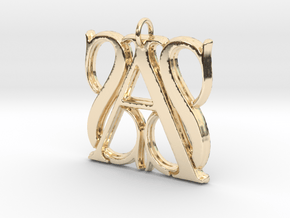 Monogram Initials SSA Pendant  in 14k Gold Plated Brass