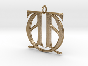 Monogram Initials AAU Pendant in Polished Gold Steel