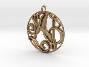Monogram Initials AN Pendant in Polished Gold Steel