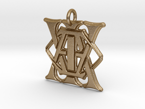 Monogram Initials AAI Pendant  in Polished Gold Steel