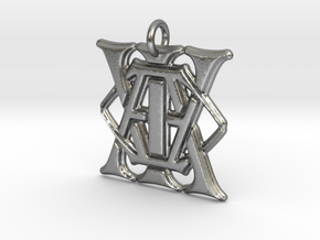 Monogram Initials AAI Pendant  in Natural Silver