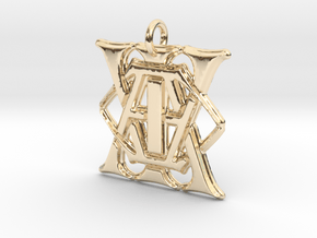 Monogram Initials AAI Pendant  in 14k Gold Plated Brass