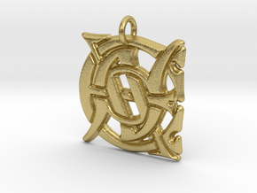 Cipher Initials AEE Pendant  in Natural Brass