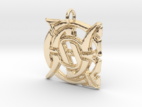 Cipher Initials AEE Pendant  in 14k Gold Plated Brass