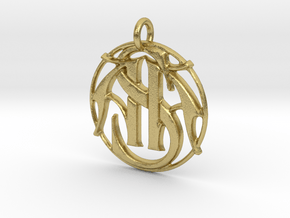 Cipher Initials AAS Pendant in Natural Brass