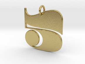 Numerical Digit Five Pendant in Natural Brass