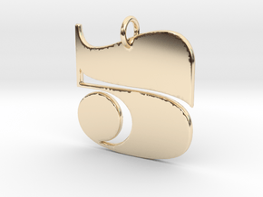 Numerical Digit Five Pendant in 14k Gold Plated Brass