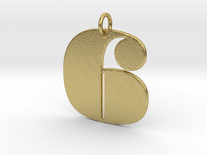Numerical Digit six Pendant in Natural Brass