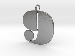 Numerical Digit Nine Pendant in Natural Silver
