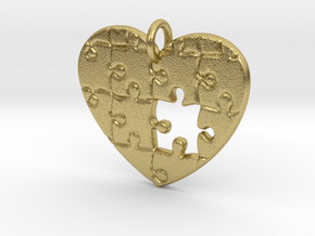 Puzzled Heart Pendant in Natural Brass