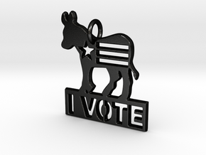 I Vote Donkey Pendant in Matte Black Steel