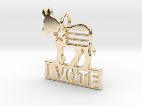 I Vote Donkey Pendant in 14k Gold Plated Brass