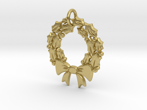 Christmas Wreath Charm in Natural Brass