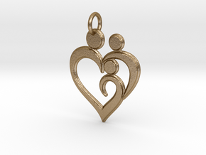 Family of 3 Heart Shaped Pendant in Polished Gold Steel