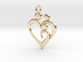 Family of 3 Heart Shaped Pendant in 14k Gold Plated Brass