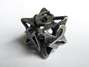 Pinwheel d6 in Polished Bronzed Silver Steel