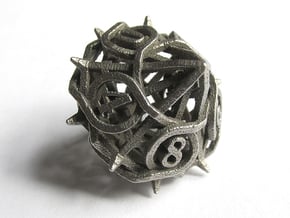 Thorn d10 in Polished Bronzed Silver Steel