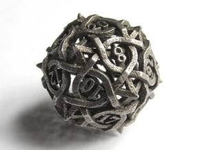 Thorn d20 in Polished Bronzed Silver Steel