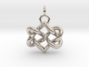 Celtic heart in Rhodium Plated Brass