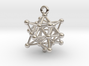 Stellated Vector Equilibrium Cuboctahedron Sacred  in Rhodium Plated Brass