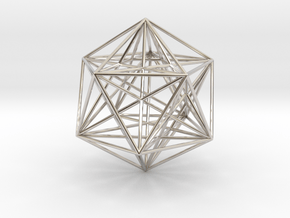 Icosahedron Dodecahedron Nest in Rhodium Plated Brass