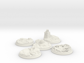 Set of five 40 mm Bases for my "Lava World" series in White Natural Versatile Plastic