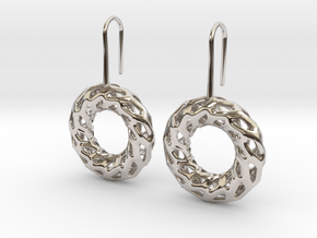DRAGON, Omega Earrings.  in Rhodium Plated Brass