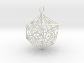 Icosahedron Dodecahedron Nest - 32mm  in White Natural Versatile Plastic