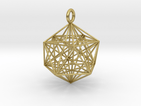 Icosahedron Dodecahedron Nest - 32mm  in Natural Brass